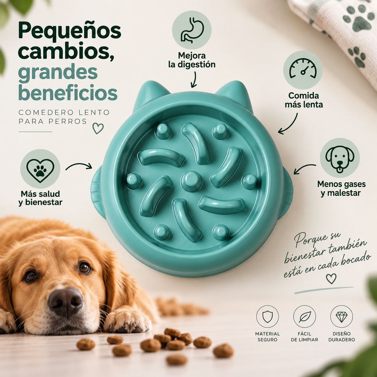 Comedero Lento Anti-Atragantamiento para Perros