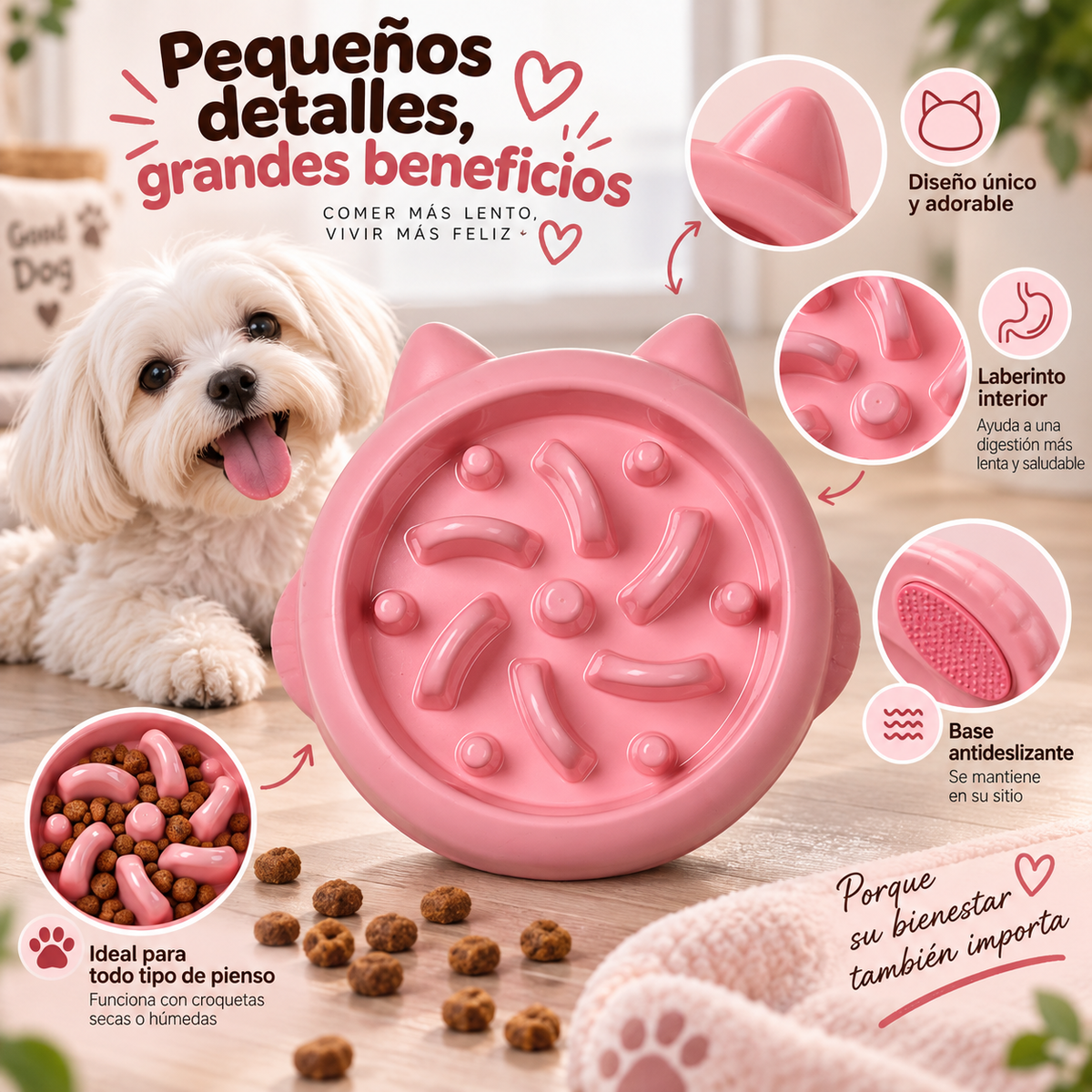 Comedero Lento Anti-Atragantamiento para Perros